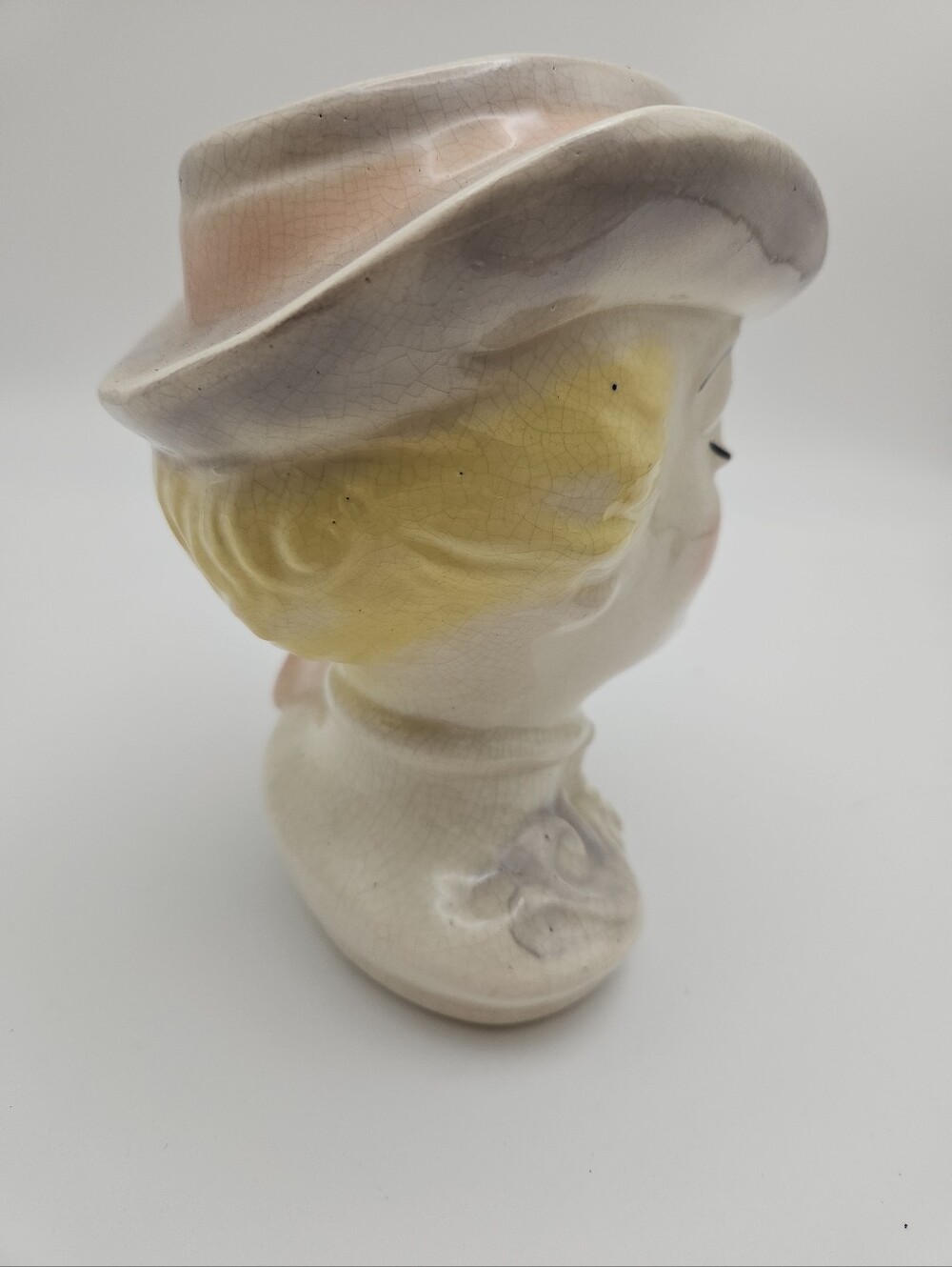 Vintage Lady Head Vase Riding Outfit Hat 6.5" Unmarked - Picture 4 of 9